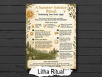 Summer Solstice ritual infographic page, a printable for your pagan grimoire.