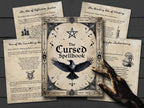 The Cursed Spellbook title page, and 4 spells.