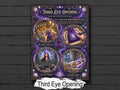 Third Eye Opening printable spell page with illustrated steps for making and using a purple psychic charm bag.