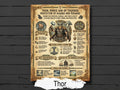 Thor Infographic: Norse God Mythology, Viking Printable Book of Shadows Page