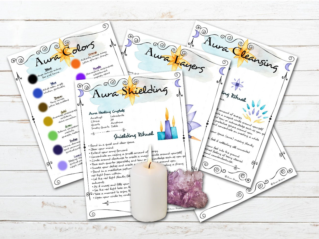 AURA GUIDE Printable Book of Shadows, 5 Pages - Morgana Magick Spell