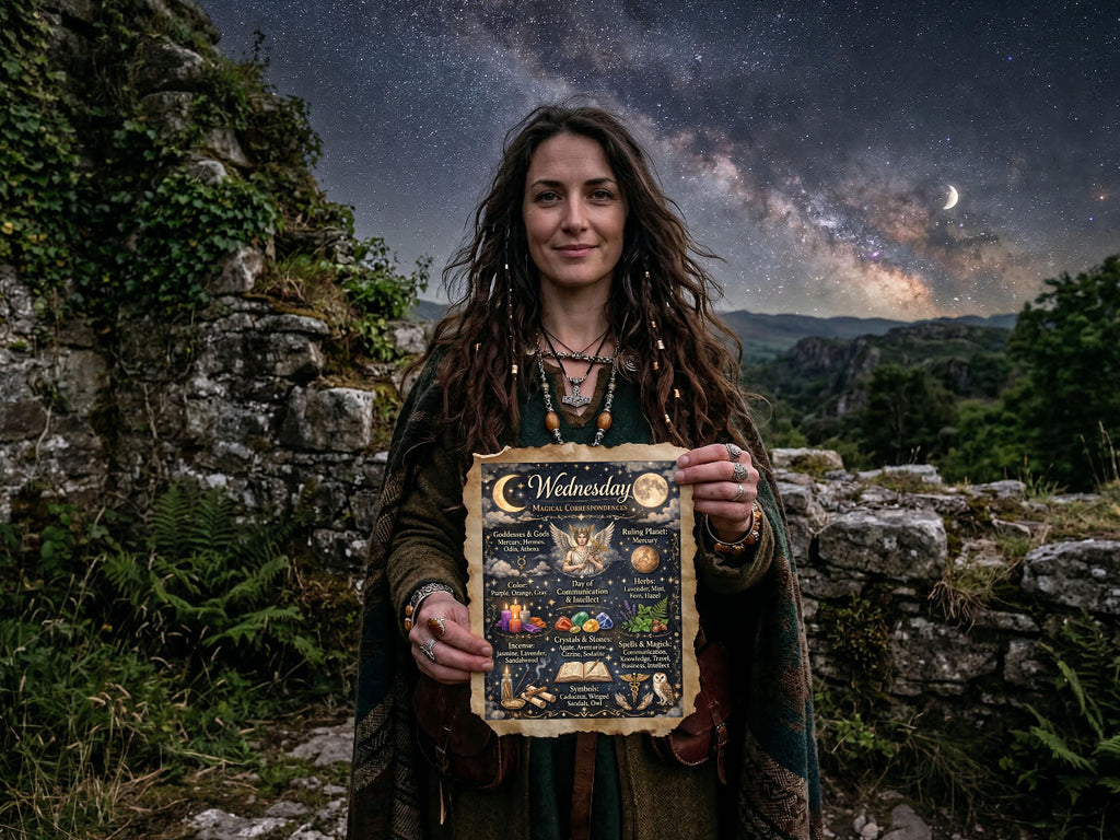 WEDNESDAY Magic: Infographic Cheat Sheet, Book of Shadows, Printable Grimoire Page, Weekday Spells