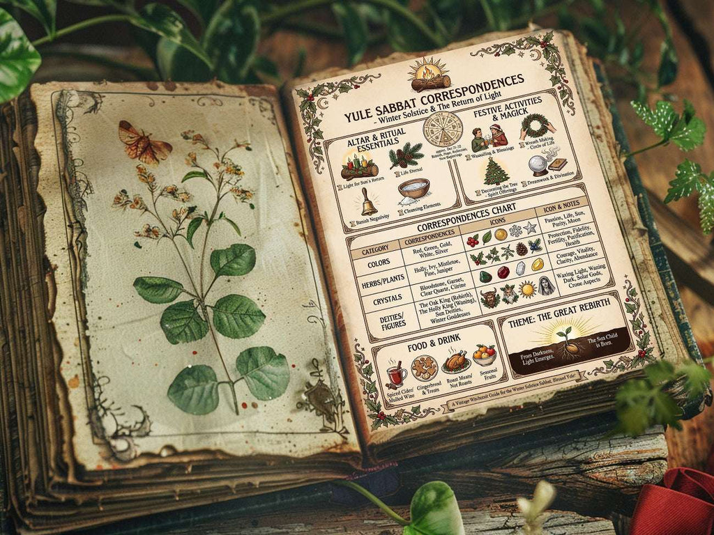 Winter Solstice Infographic: Grimoire Page for your Book of Shadows, Printable Wiccan Altar Art