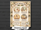 Vintage-style 'Vanilla Wishing Spell' page on a dark wooden background