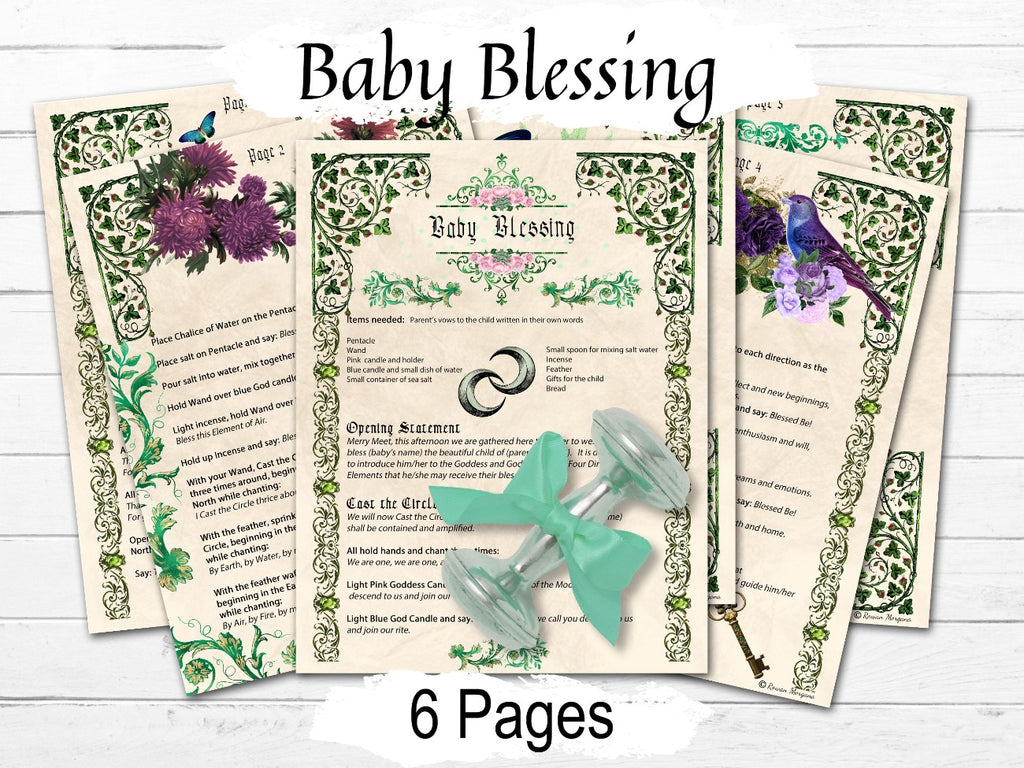 BABY BLESSING 6 Pages, Wiccaning Naming Ritual, Complete Witchcraft Baby Ritual, Pagan Baby Spell, Witch Baby Spell, Witch Child, Printable - Morgana Magick Spell
