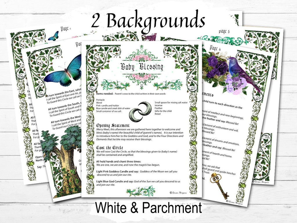 BABY BLESSING 6 Pages, Wiccaning Naming Ritual, Complete Witchcraft Baby Ritual, Pagan Baby Spell, Witch Baby Spell, Witch Child, Printable - Morgana Magick Spell