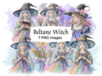 LIL BELTANE WITCHY, Commercial License Clipart, Fantasy Graphics, Pagan Sabbat, 7 png transparent files, Watercolor Witch Bundle, Witchy Art - Morgana Magick Spell