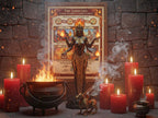 Fire Goddesses Infographic: Dark Academia Spiritual Wall Art