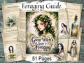 GREEN WITCH'S FORAGING Guide, 51 pages on Magic Herbs & Plants and the Sacred Wisdom of Wildcrafting and Nature Magick.  Parchment background printables for Book of Shadows