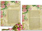 Decorative text with floral elements on a vintage-style background