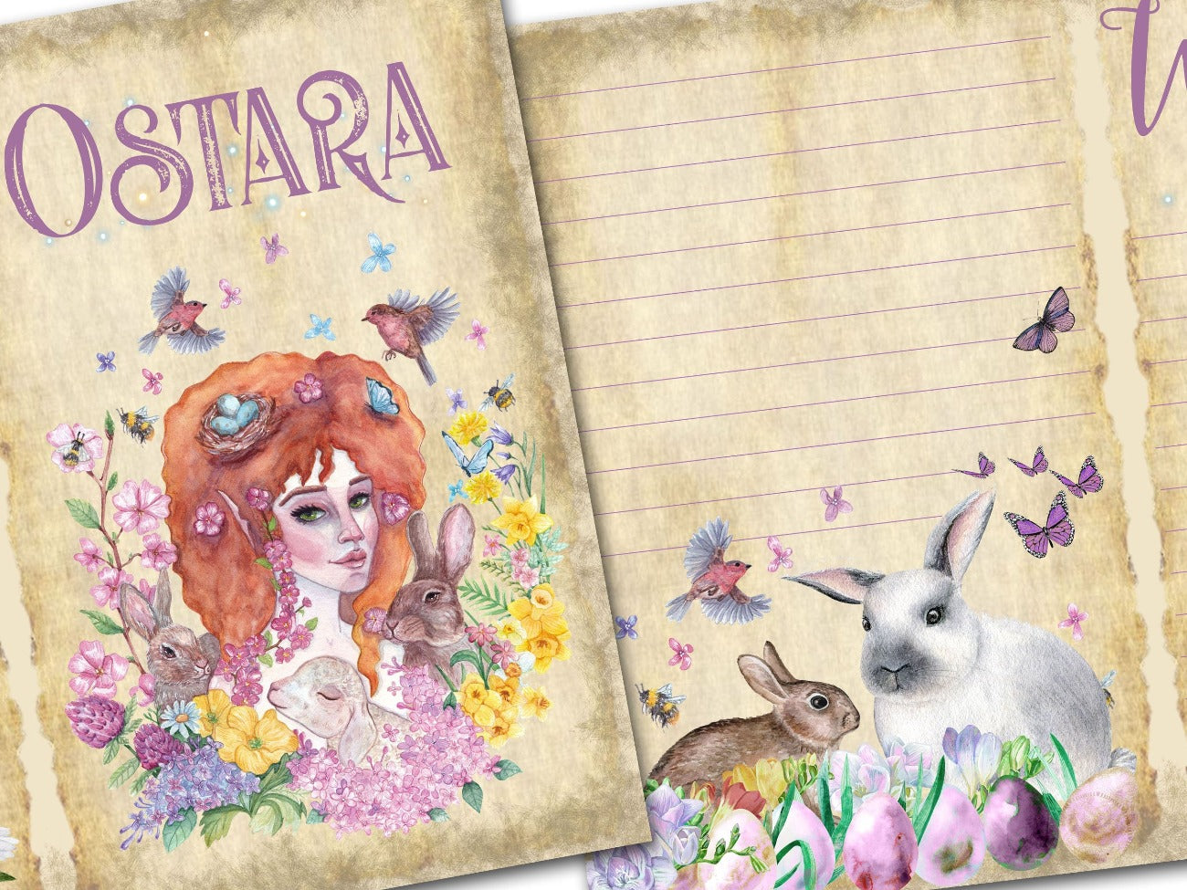 Close-up image of OSTARA Junk Journal Kit Printable Pages - Morgana Magick Spell