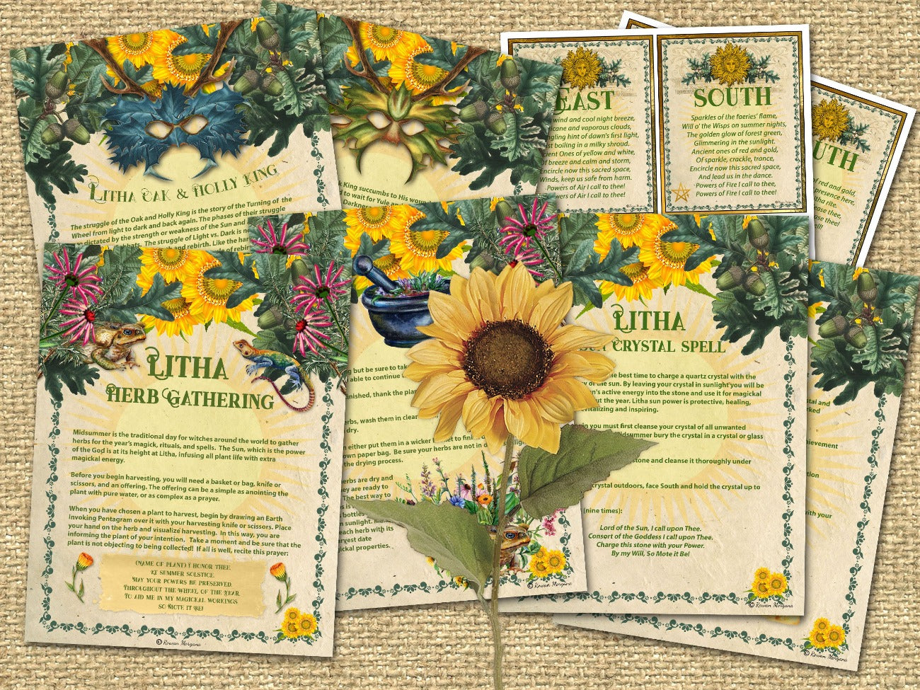 LITHA BUNDLE 24 Pages, Summer Solstice Wicca Witchcraft Sabbat Printable, Traditions and Correspondences, Rituals, Spells, Baby Witch Magic - Morgana Magick Spell