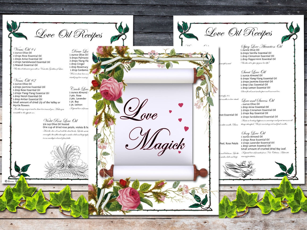 Love magick printable 2 pages Love Oil Recipes - Morgana Magick Spell