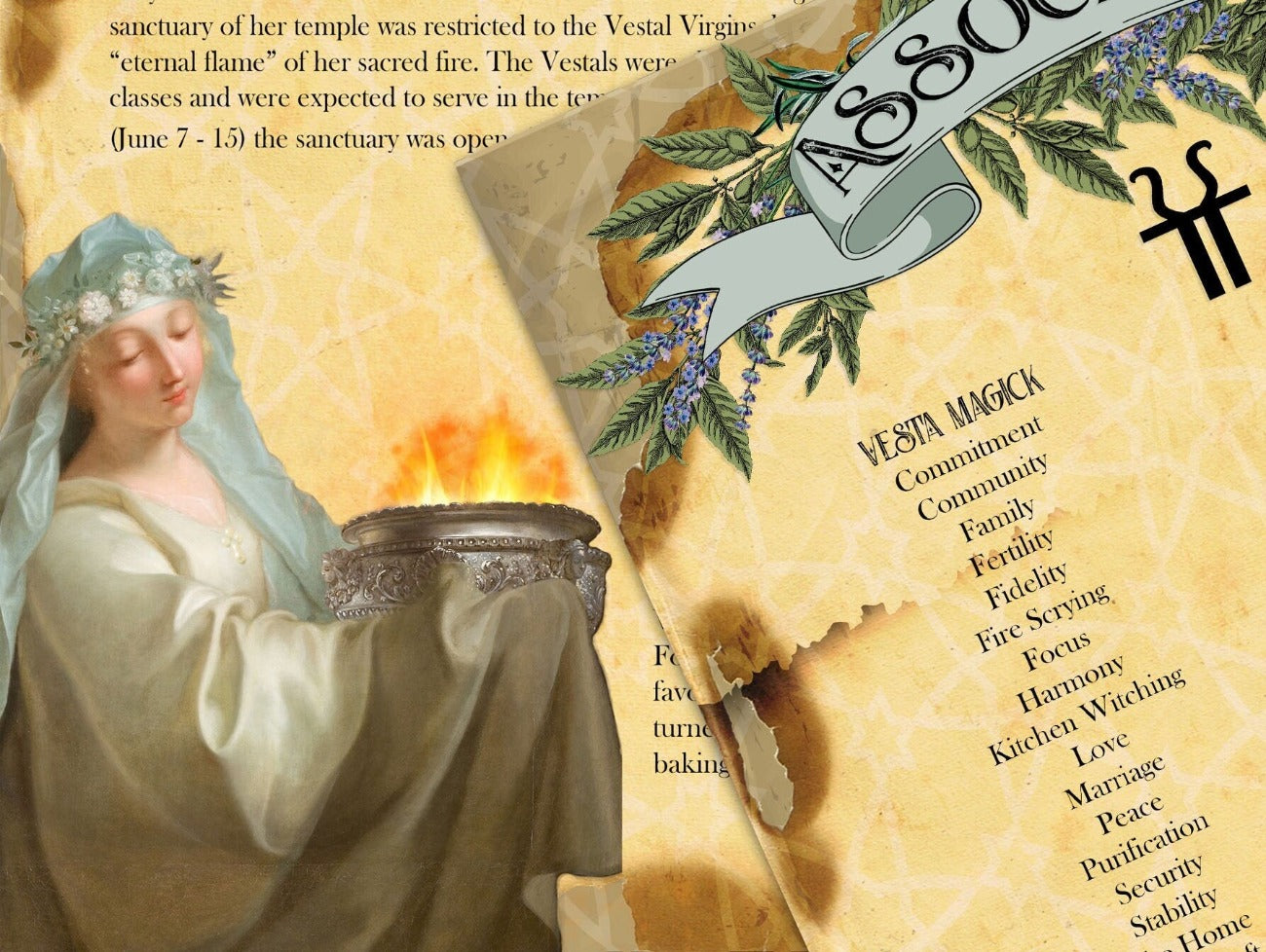 Close up image of GODDESS VESTA Printable spellbook page