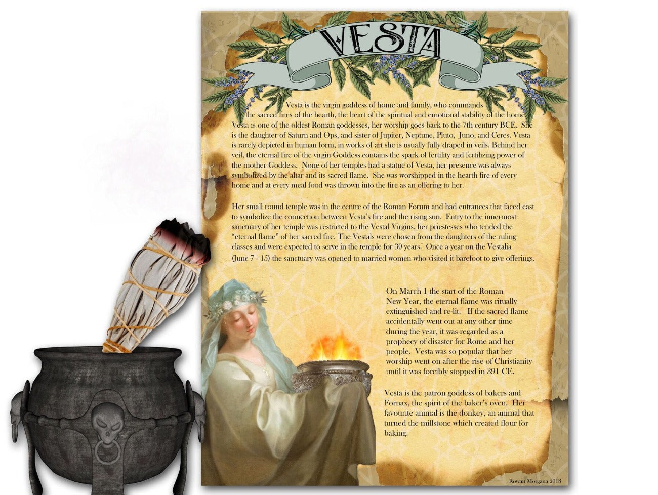 GODDESS VESTA 3 Pages, Hearth Fire Goddess, Domestic Fire Goddess, Vesta Mythology, Hestia Vestal Virgins, Wicca Shrine Prayer offerings BOS - Morgana Magick Spell