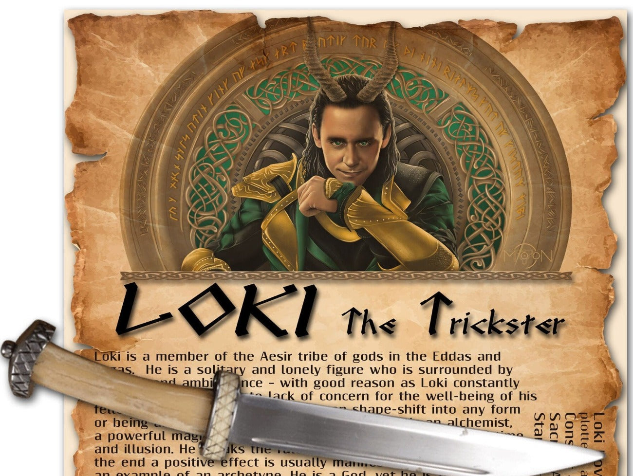 Close-up image of LOKI the TRICKSTER Printable Page - Morgana Magick Spell