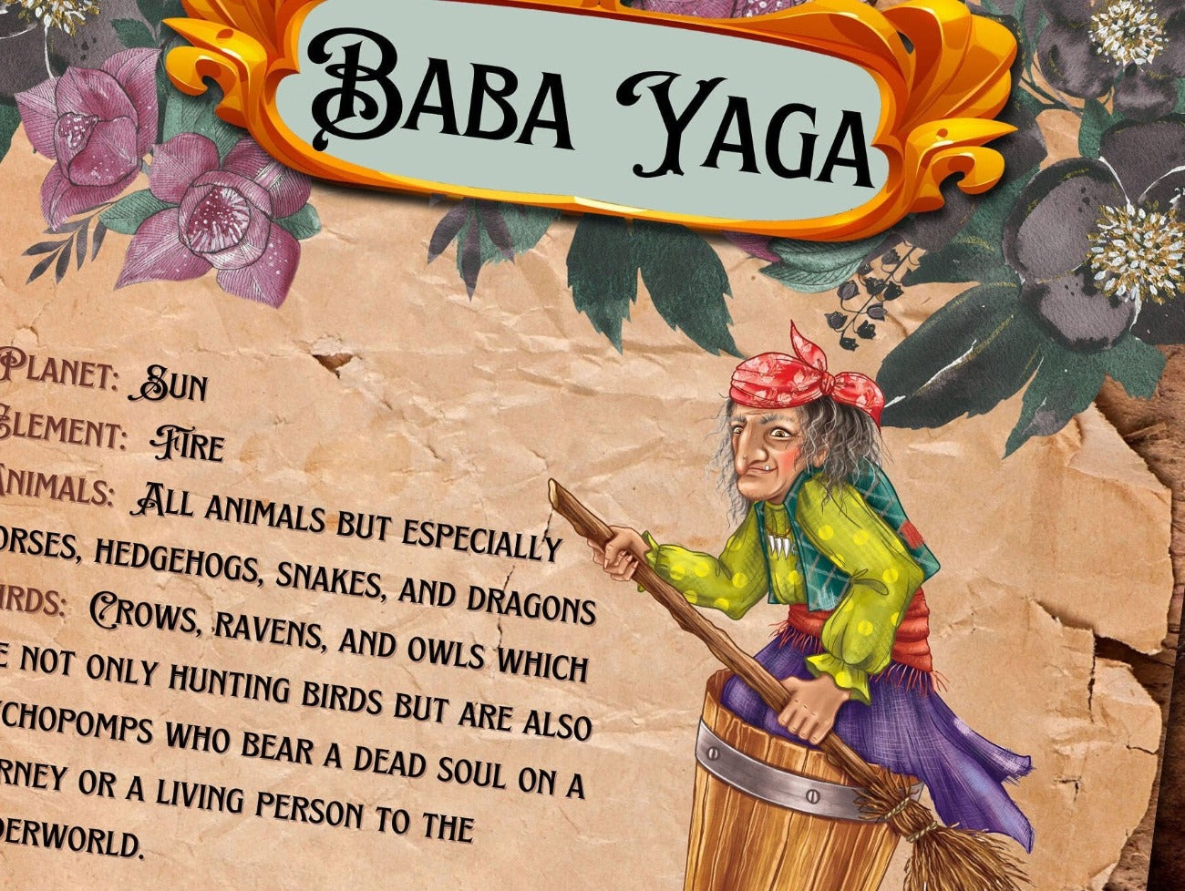 Close-up image of Baba Yaga first page - Morgana Magick Spell