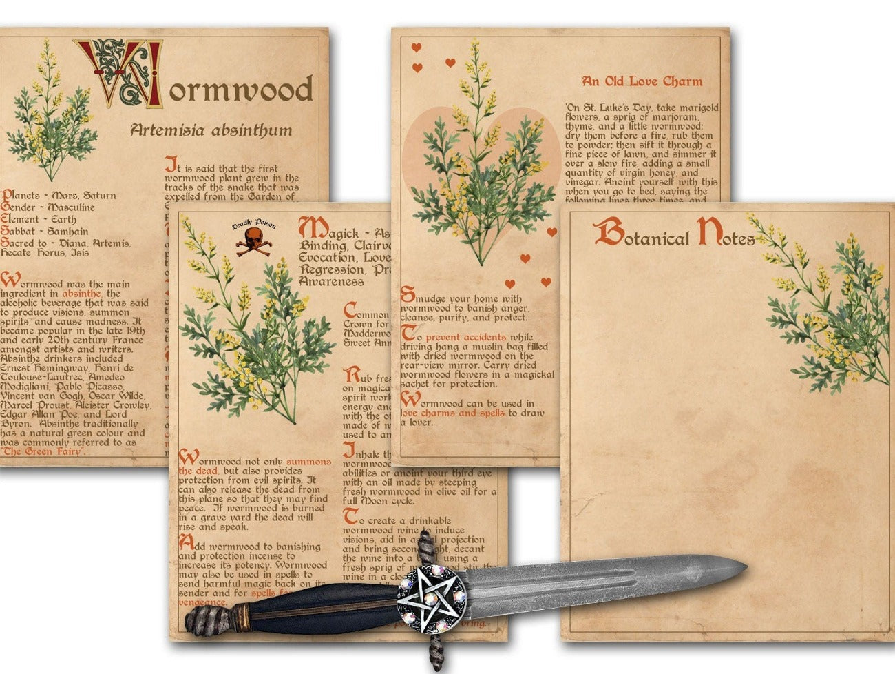 WORMWOOD BANEFUL HERB Printable 4 Pages - Morgana Magick Spell