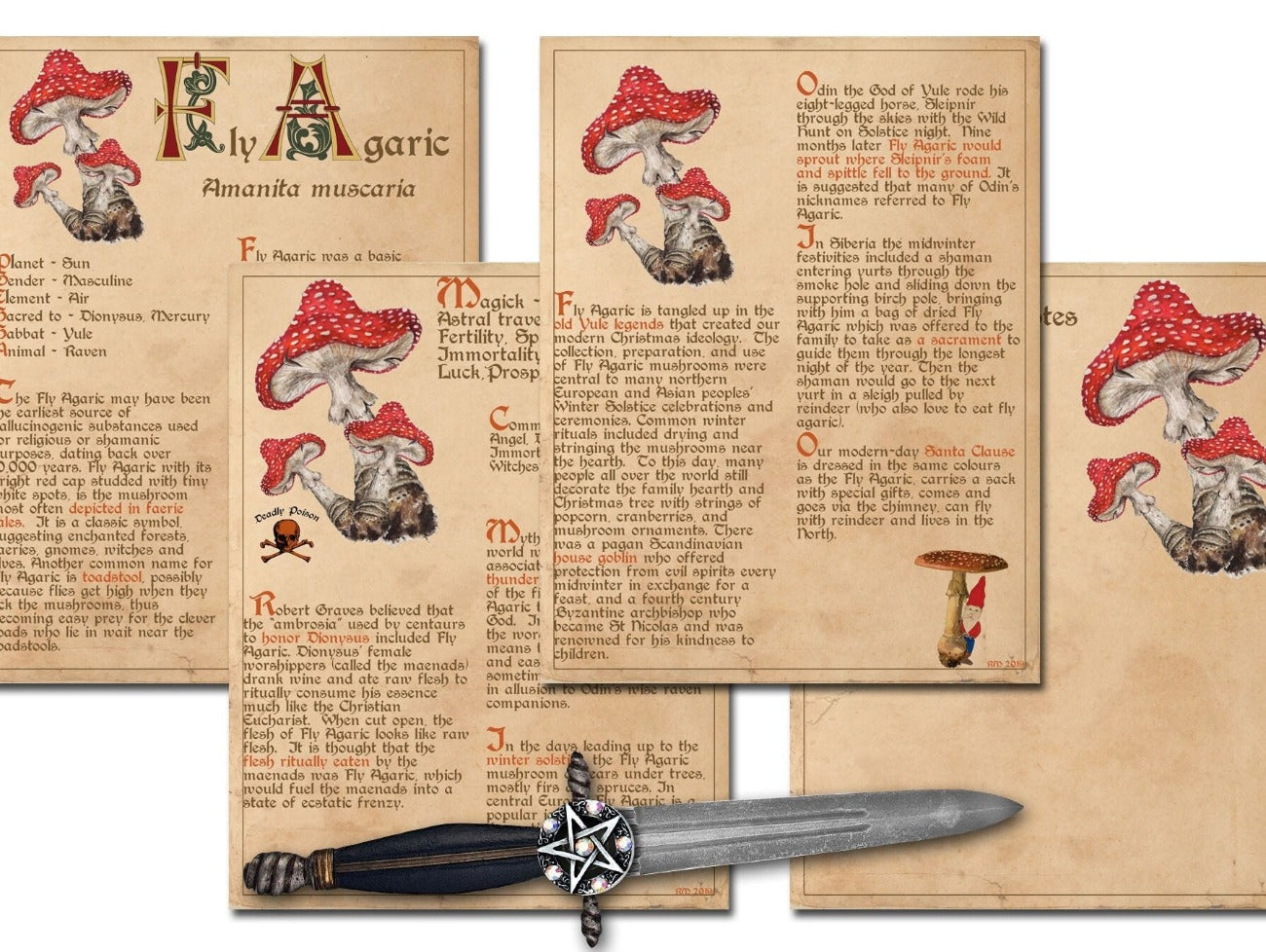 FLY AGARIC BANEFUL Herb Printable 4 Pages - Morgana Magick Spell