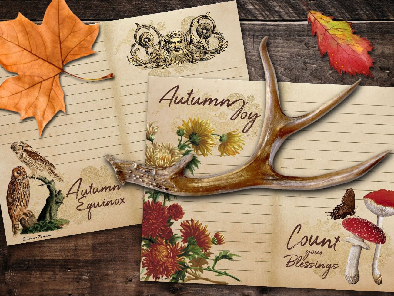 Autumn Equinox, Autumn Joy and Count your Blessings, MABON JUNK JOURNAL Kit Printable Pages - Morgana Magick Spell