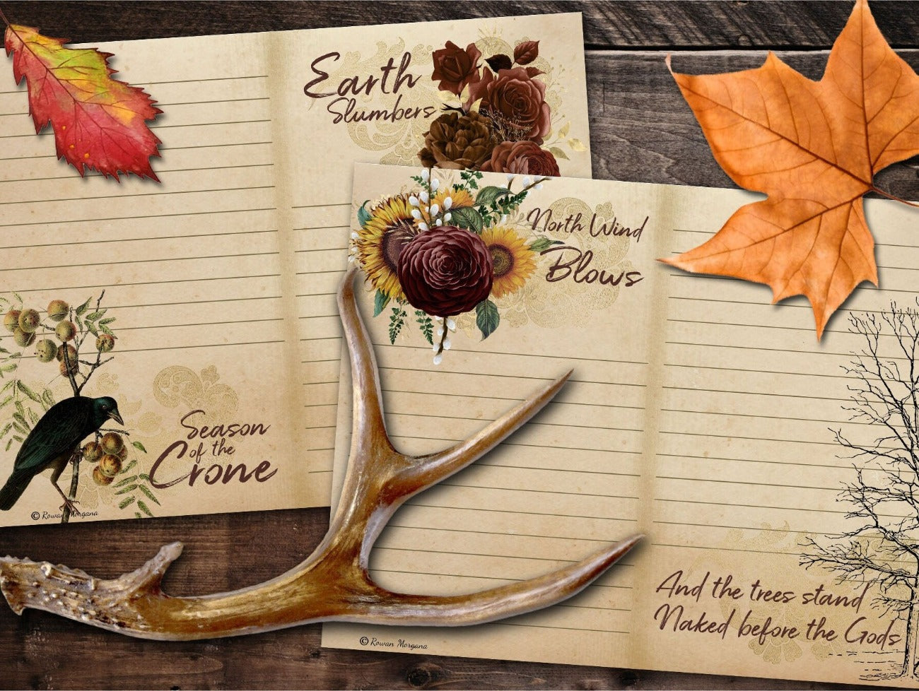 Season of the Crone, Earth Slumbers, North Wind Blows, Trees stand Naked, MABON JUNK JOURNAL Kit Printable Pages - Morgana Magick Spell