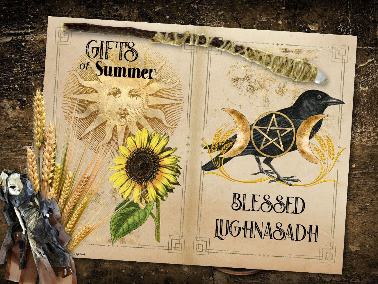 Gifts of Summer and Blessed Lughnasadh - LUGHNASADH JUNK JOURNAL Kit Printable Pages - Morgana Magick Spell