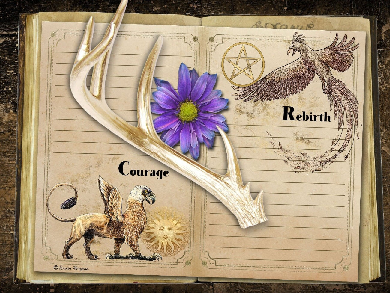 Courage and Rebirth - LUGHNASADH JUNK JOURNAL Kit Printable Pages - Morgana Magick Spell