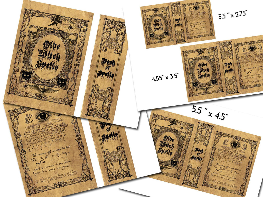 SPELL BOOK COVER, Old Witchcraft Printable Cover for Grimoire, Book of Shadows or Journal, Halloween Printable Junk Journal Cover Clip-Art - Morgana Magick Spell