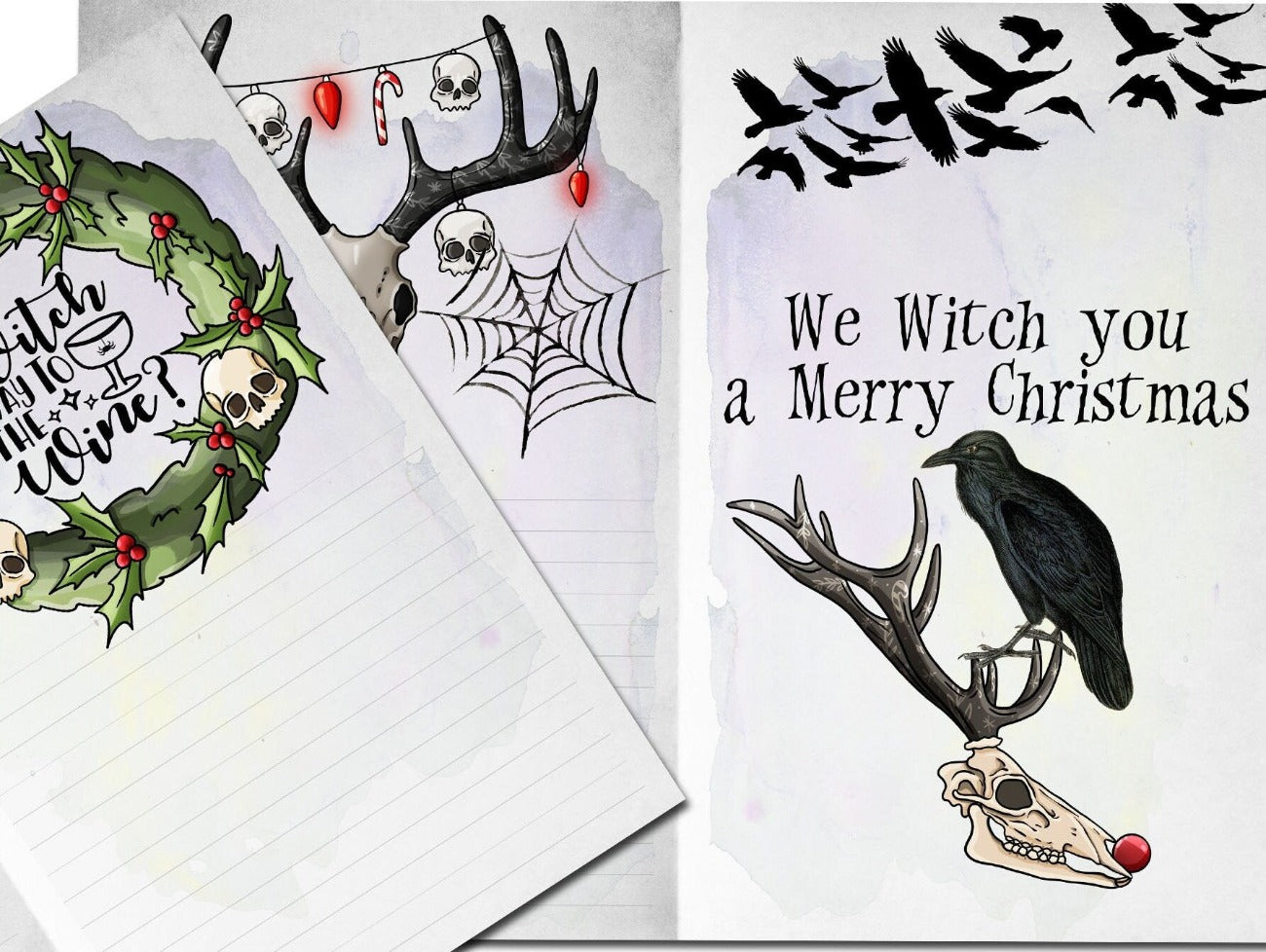 SCARY CHRISTMAS Junk Journal Kit - We Witch You a Merry Christmas, Witch Way to the Wine pages