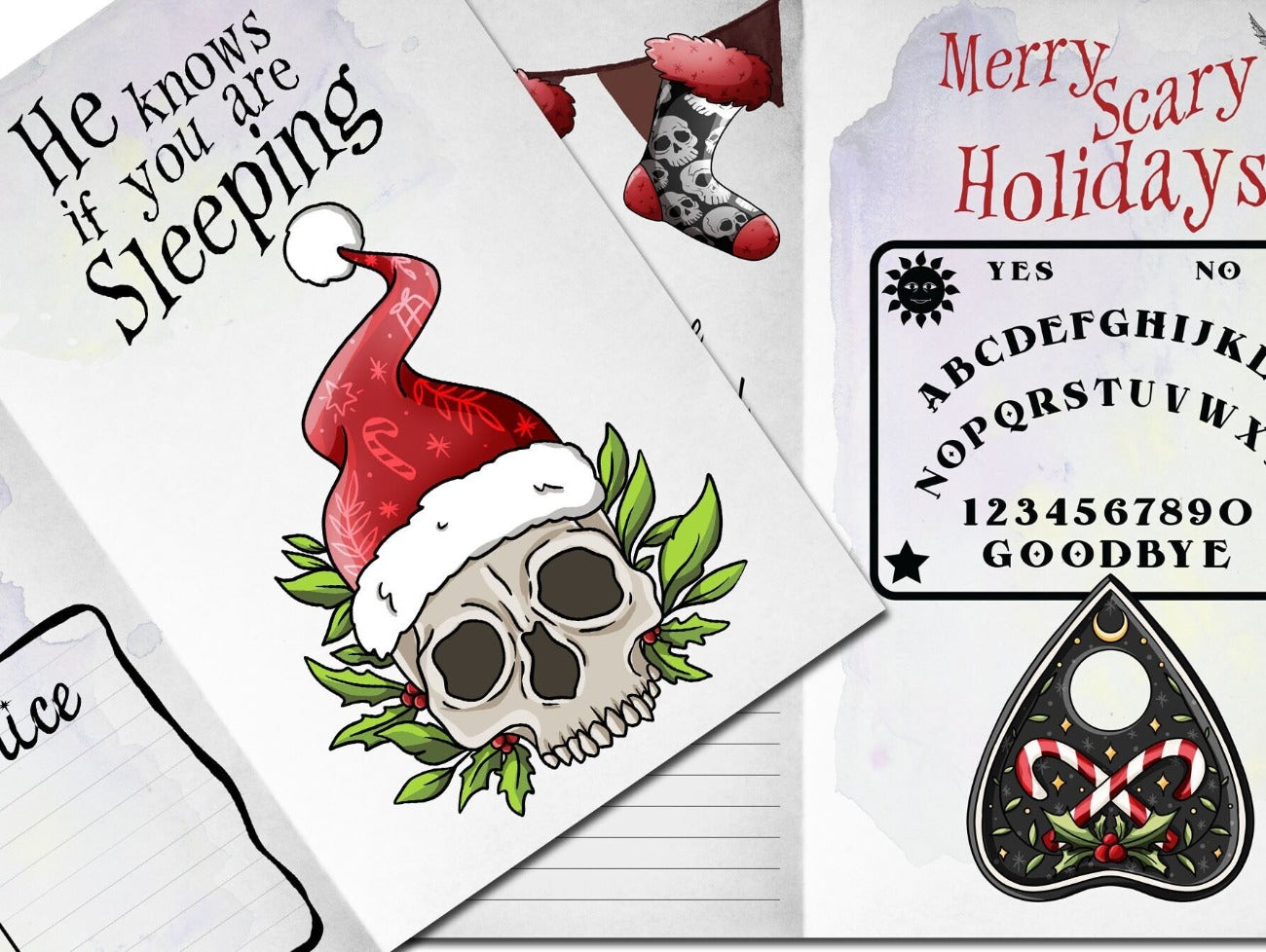 SCARY CHRISTMAS Junk Journal He Knows When you are Sleeping, Merry Scary Holidays Pages - Morgana Magick Spell