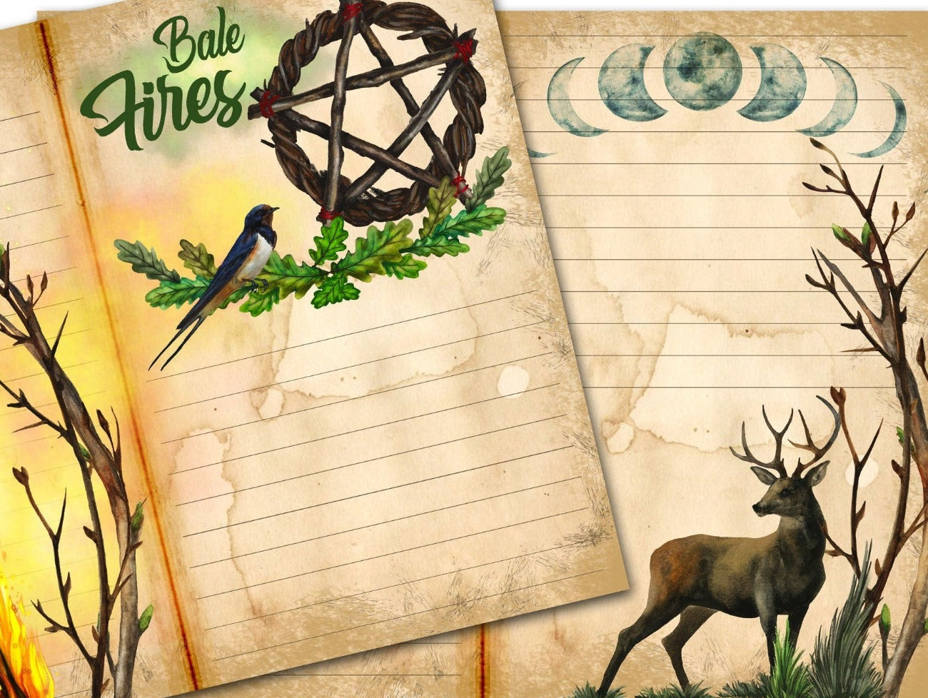 BELTANE JUNK JOURNAL Kit Printable 10 Pages - Morgana Magick Spell