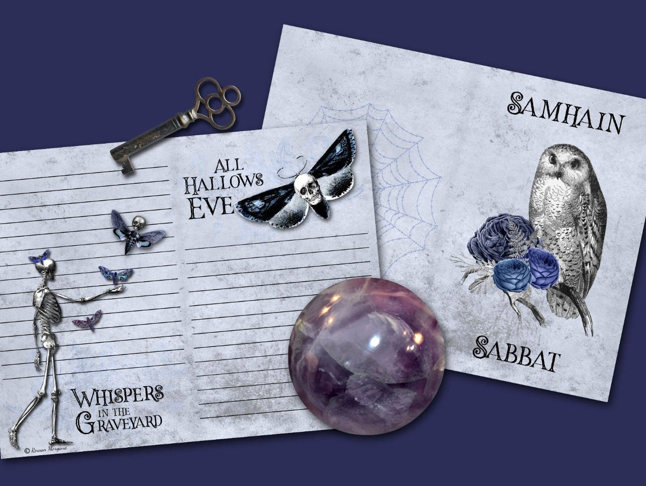 Whispers in the Graveyard, All Hallows Eve, and Samhain Sabbat - SAMHAIN JUNK JOURNAL Kit Printable Pages - Morgana Magick Spell