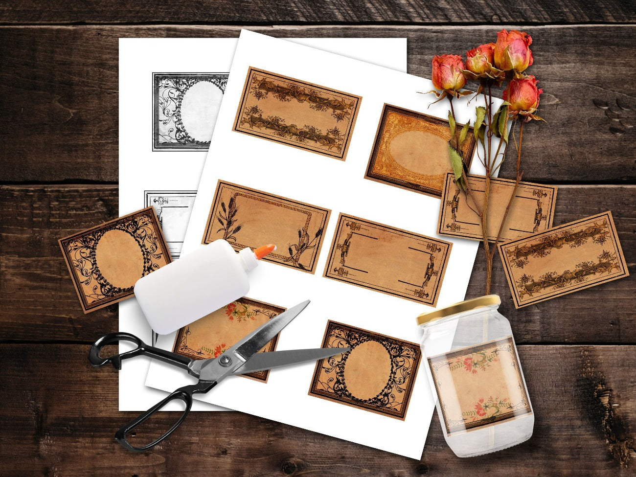 VINTAGE APOTHECARY LABELS Printable 6 Labels shown on printable sheet ready to be cut out - Morgana Magick Spell