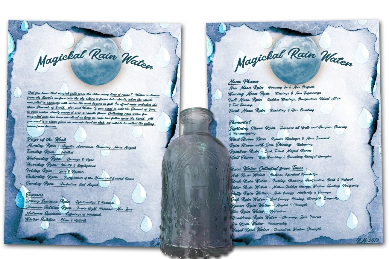 RAIN WATER MAGIC, Thunder and Lightning Water Potion Recipe, Wicca Water Spell, Water Spell, Witchcraft Witchcraft Grimoire spellbook page - Morgana Magick Spell