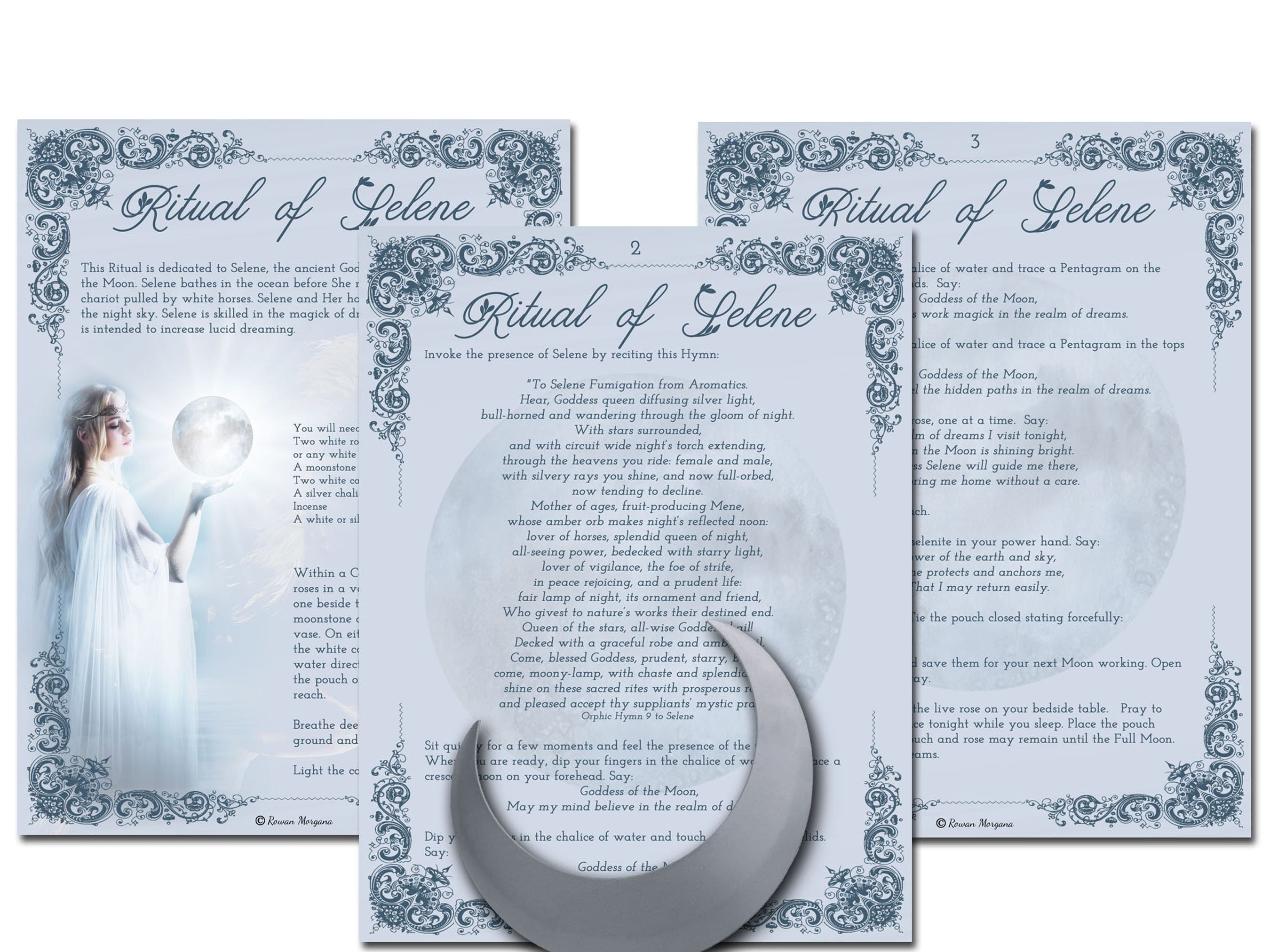 SELENE RITUAL 3 Pages, Witchcraft Moon Goddess Magic Spell, Dream Magic, Lucid Dreaming Spell, Wicca Witch Full Moon Pray Dream Spell - Morgana Magick Spell