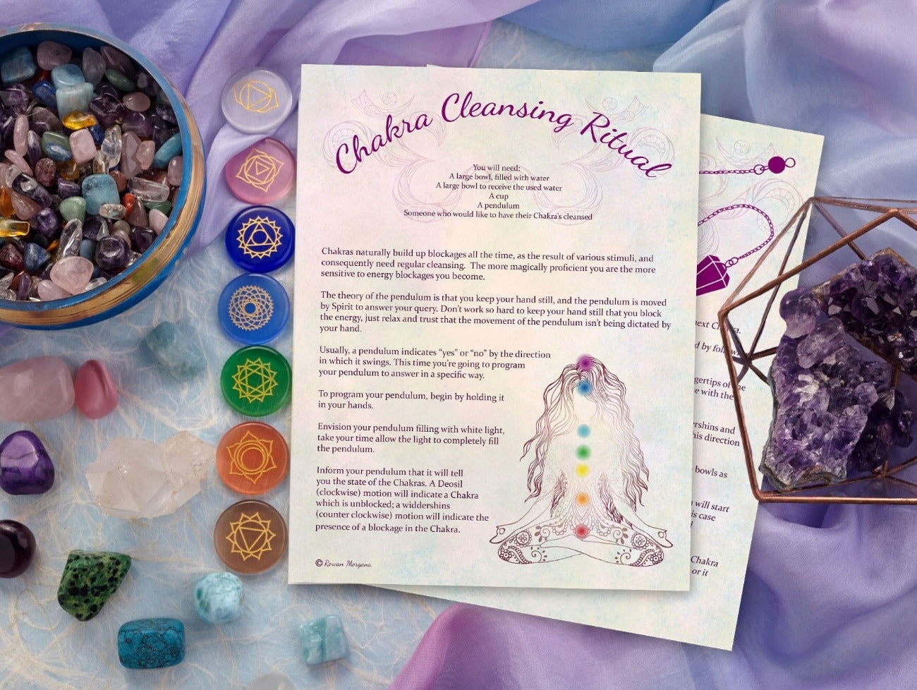 CHAKRA CLEANSING RITUAL 2 Pages, Banish Spiritual & Emotional Blockages, Wicca Energy Healing, Chakra Balancing, Witchcraft Chakra Healing - Morgana Magick Spell