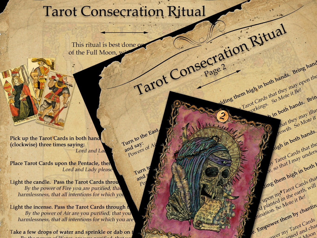 TAROT BLESSING RITUAL 2 Pages, Tarot Card Blessing Spell, Oracle Deck Prayer Ritual, Tarot Witch Spell, Wicca Witchcraft Printable Spell - Morgana Magick Spell
