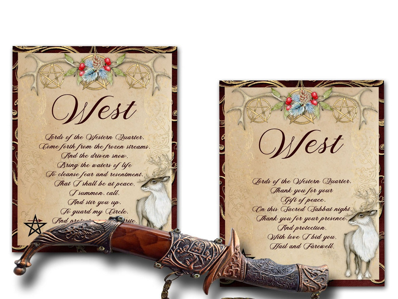 YULE QUARTER CALLS West Invoking and Banishing Cards - Morgana Magick Spell