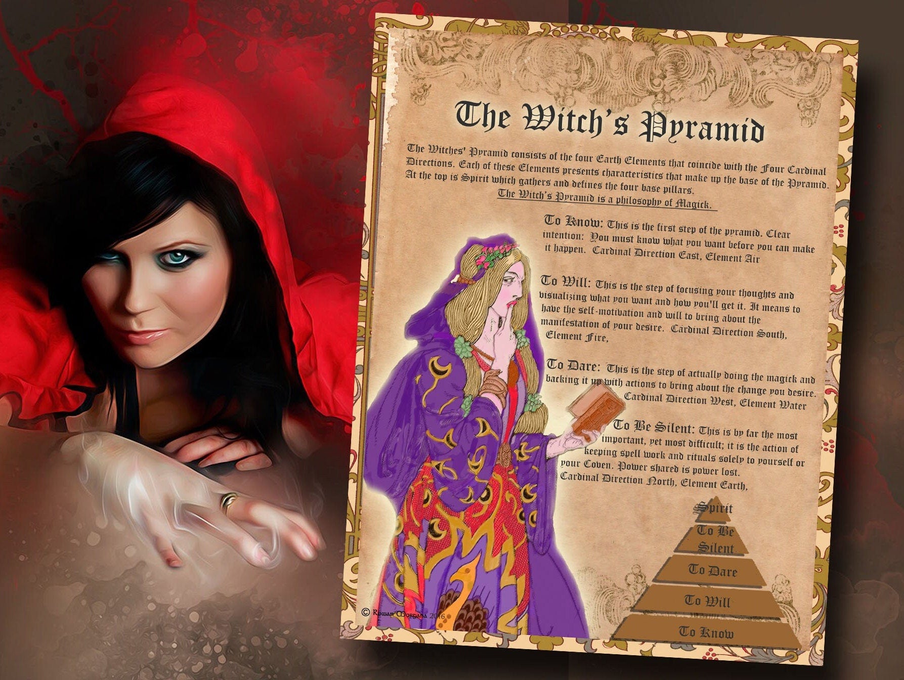 WITCHS PYRAMID, The Four Pillars of Witchcraft, Know Will Dare Keep Silent, Foundation of Magic and Casting Spells, Occult Ritual High Magic - Morgana Magick Spell