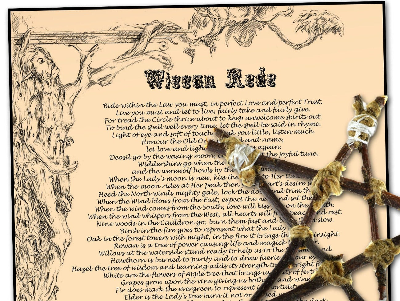 WICCAN REDE, Laws of Wicca, Wiccan Creed, An Harm Ye None, Wicca Witchcraft Magic Threefold Law, Witchs Creed, Do What you Will, Printable - Morgana Magick Spell