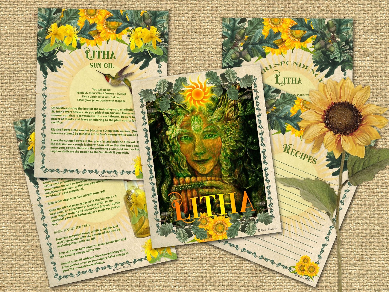 LITHA BUNDLE 24 Pages, Summer Solstice Wicca Witchcraft Sabbat Printable, Traditions and Correspondences, Rituals, Spells, Baby Witch Magic - Morgana Magick Spell