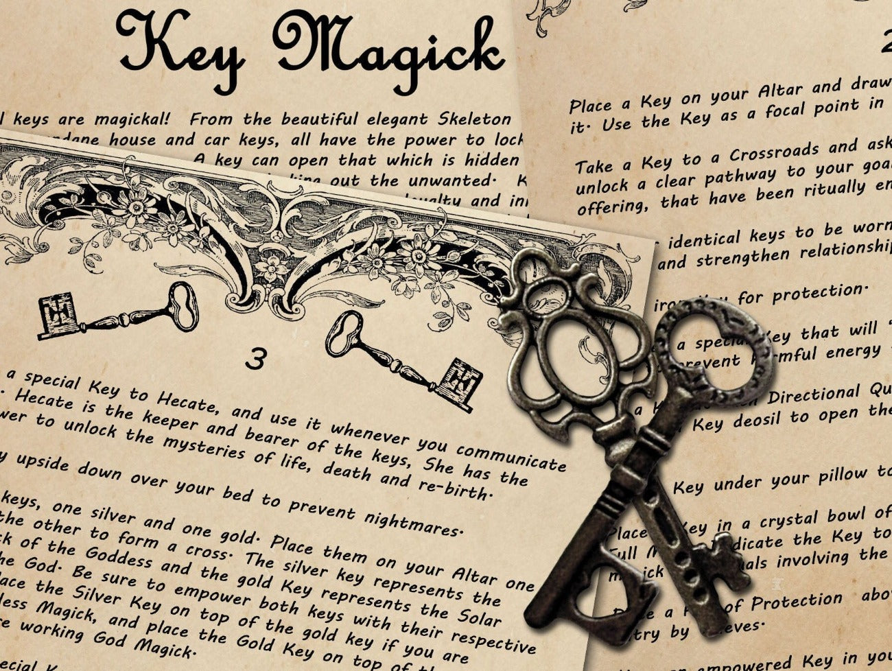 KEY MAGIC Complete Guide, Hecate Unlocking Magic, Spells Using Keys, Key Symbolism, Witchcraft Occult Wicca Printable Grimoire, 3 pages - Morgana Magick Spell