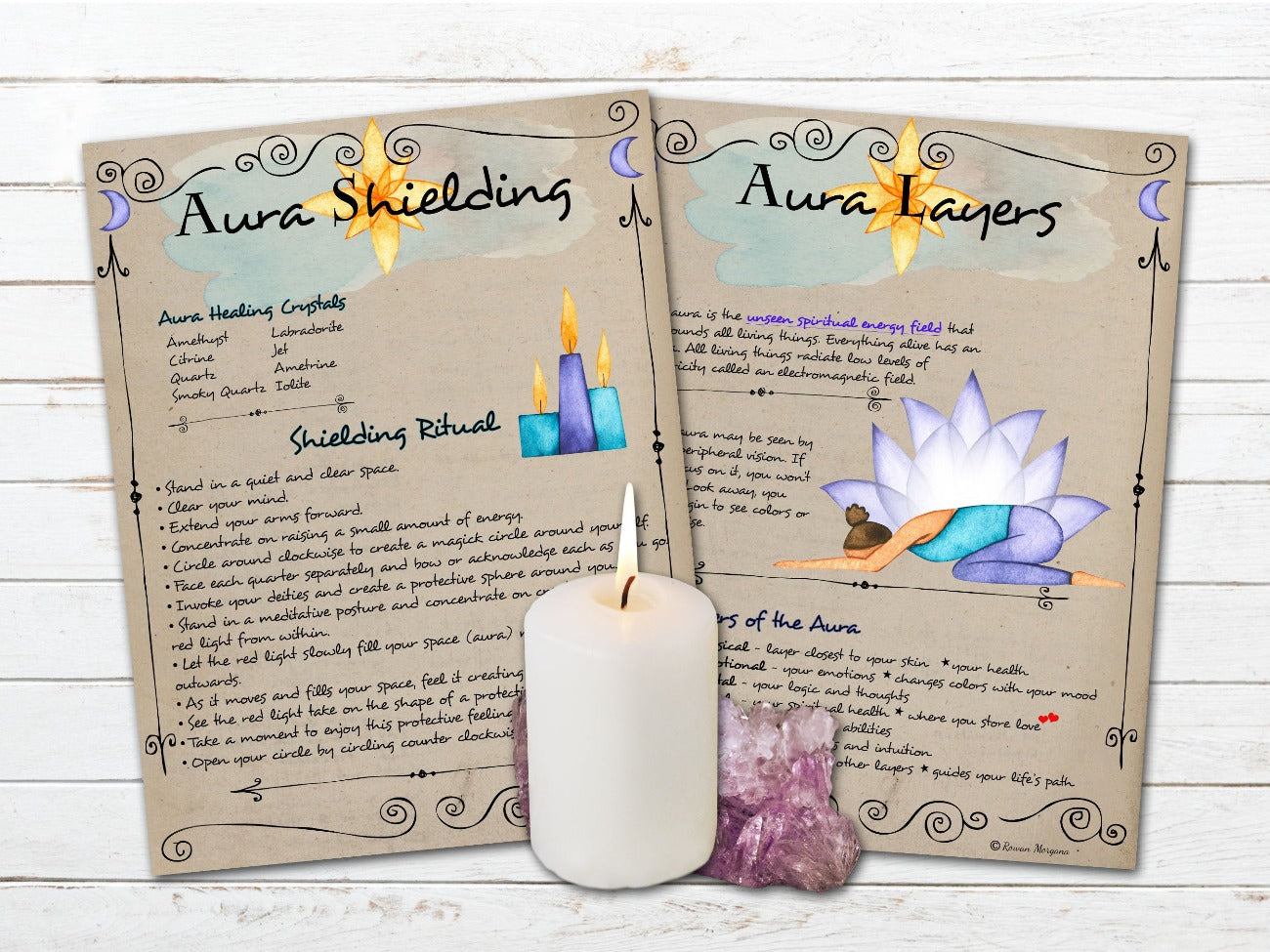 AURA GUIDE 5 Pages, Aura Cleansing and Protection, Aura Energy Healing, Aura Colors, Aura Cheat Sheets, Wicca Witch Aura, Digital Spellbook - Morgana Magick Spell