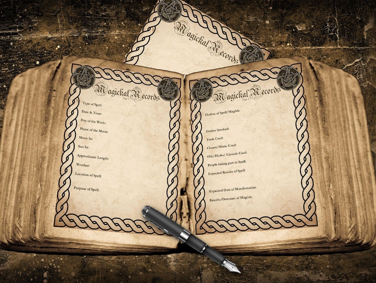 MAGICKAL RECORDS, 2 placed in an ancient Witchcraft Book of Shadows - Morgana Magick Spell