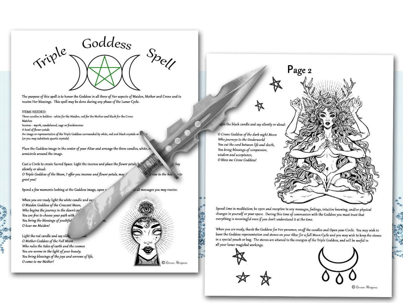 GODDESS BLESSING SPELL 2 Pages, Witchcraft Triple Goddess Spell, Wicca Goddess Magic, Maiden Mother Crone Goddess, Cast a Witch Moon Spell - Morgana Magick Spell