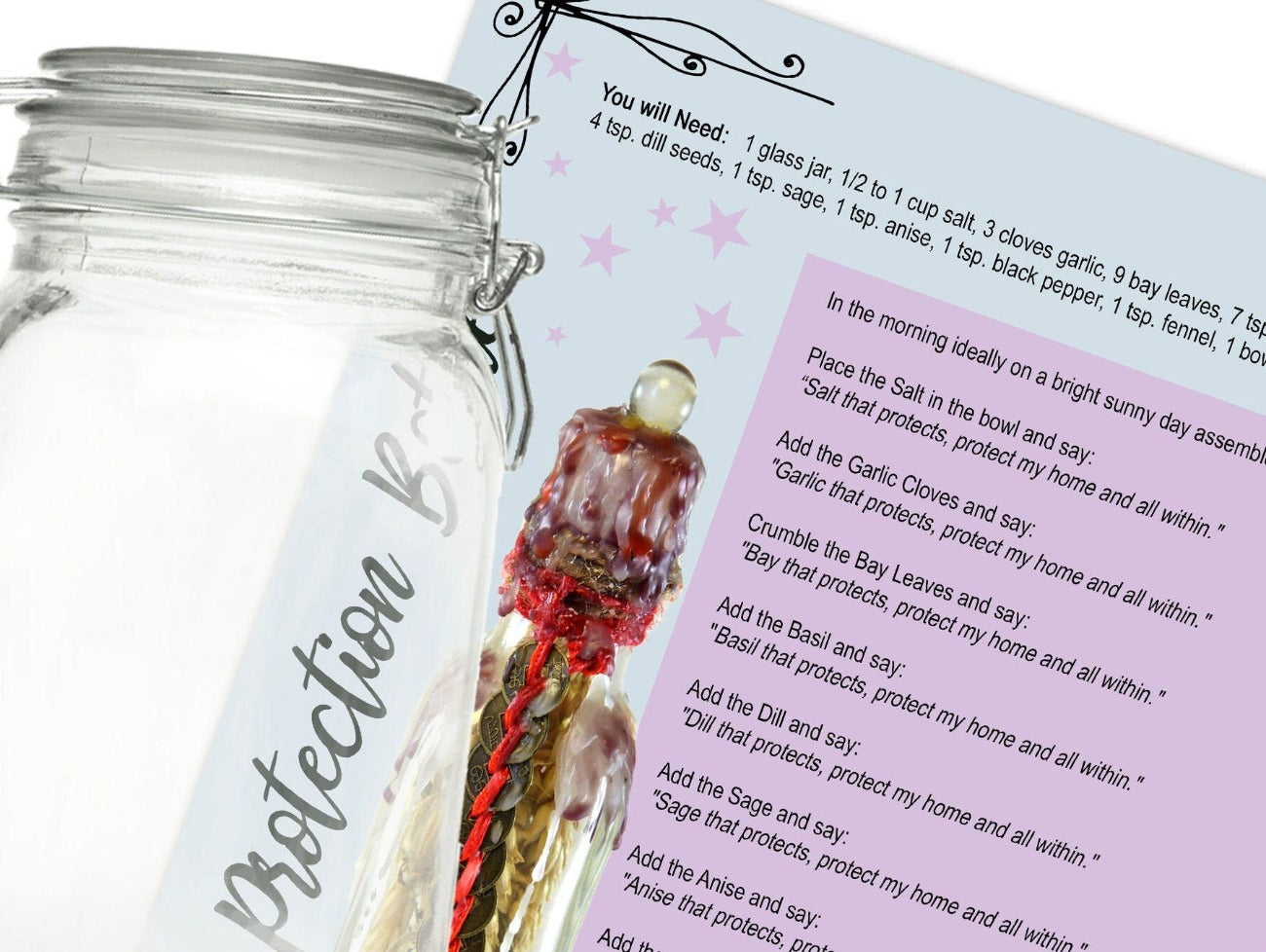 Close-up of HOUSE PROTECTION BOTTLE Printable Page - Morgana Magick Spell