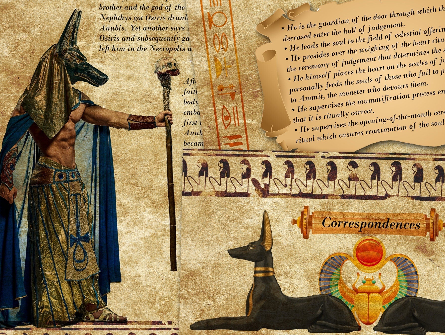 Closeup image of ANUBIS Egyptian God Printable 3 Pages - Morgana Magick Spell