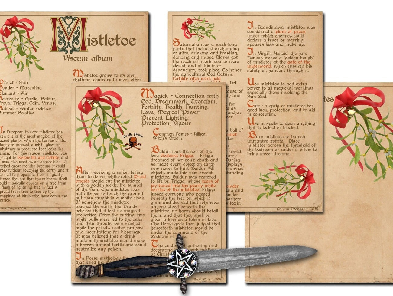 MISTLETOE BANEFUL HERB Printable 4 Pages - Morgana Magick Spell