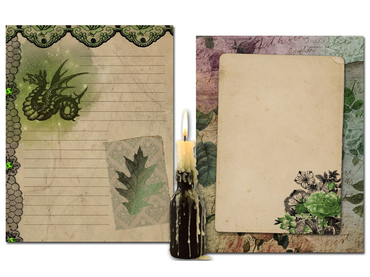 WYCHWOOD JOURNAL Printable two unique pages with lined paper and witchy images - Morgana Magick Spell