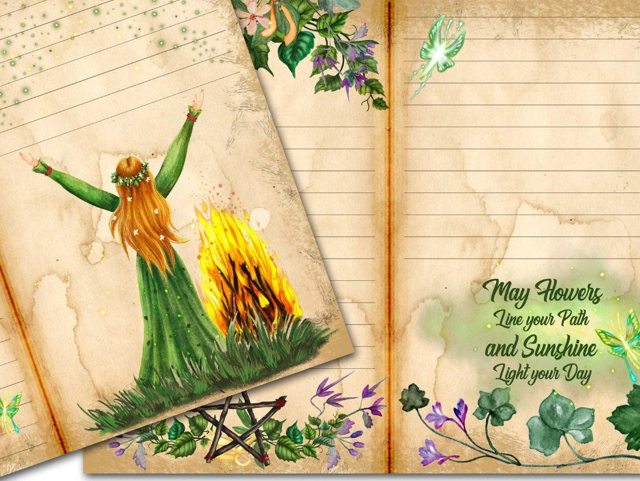 BELTANE JUNK JOURNAL Kit Printable 10 Pages - Morgana Magick Spell